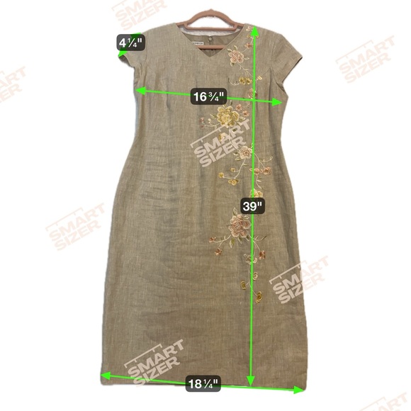 Maggy London Petites Cream Linen Dress with soft pastel embroidery 10P Exquisite - Picture 8 of 8